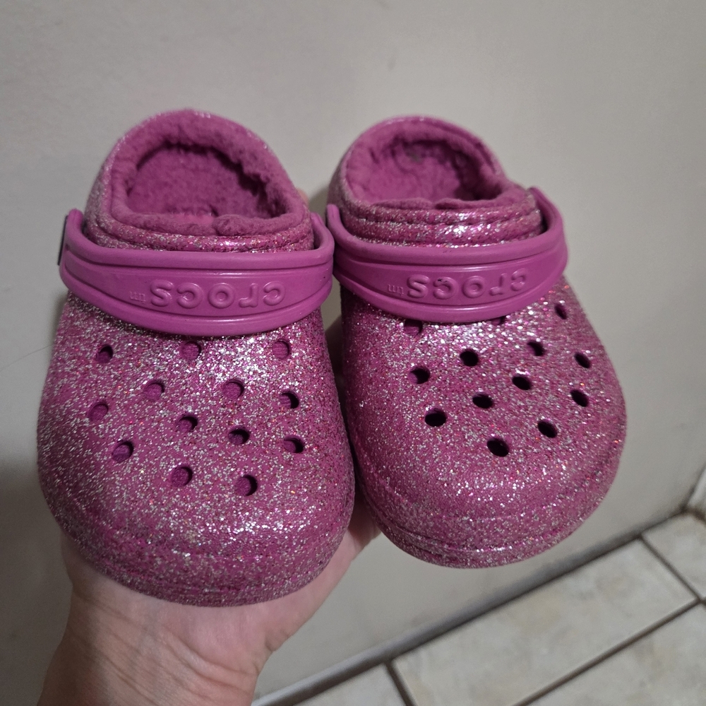 CROCS Pink Glitter Slippers